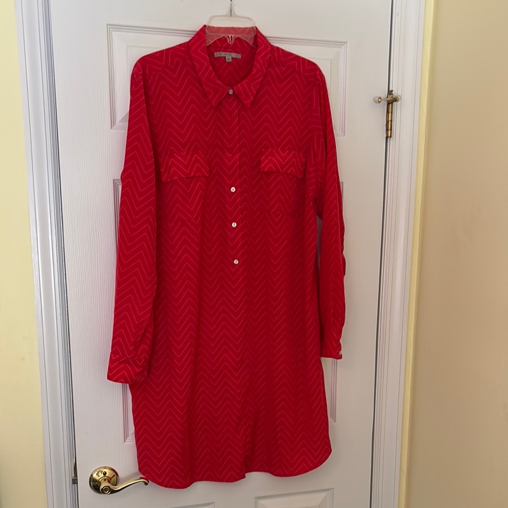 Red Button-Up Shirt Dress